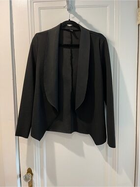 SHEIN Black Open-Front Waterfall Blazer